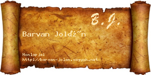 Barvan Jolán névjegykártya